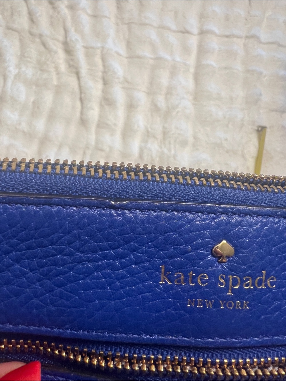 kate spade cobalt blue pebbled leather wristlet clutch - Picture 7 of 10